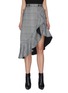 Main View - Click To Enlarge - SELF-PORTRAIT - Asymmetric drape check plaid mock wrap midi skirt