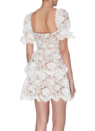 Back View - Click To Enlarge - SELF-PORTRAIT - Guipure lace ruffle tiered dress