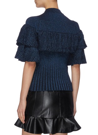 Back View - Click To Enlarge - SELF-PORTRAIT - Layered ruffle rib knit sweater