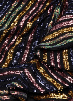 Detail View - Click To Enlarge - SELF-PORTRAIT - Stripe sequin embellished flare hem mini skirt