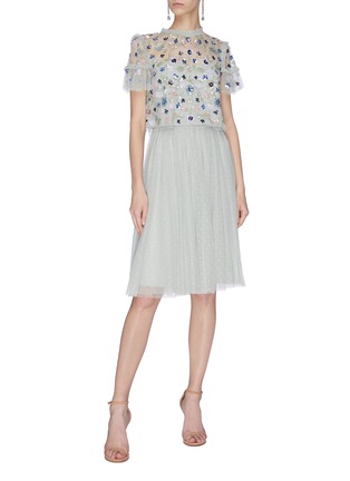 Figure View - Click To Enlarge - NEEDLE & THREAD - 'Kisses' tulle midi skirt