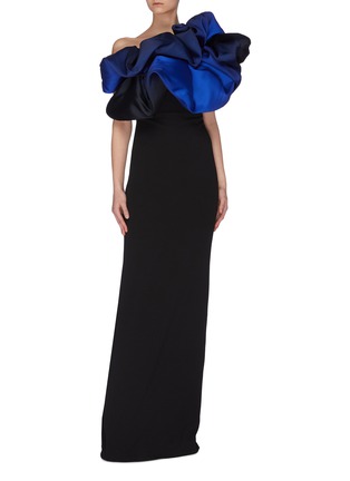 Figure View - Click To Enlarge - SOLACE LONDON - 'Cairns' puff ombre detail maxi dress