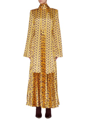 Main View - Click To Enlarge - SOLACE LONDON - 'Elin' graphic print neck tie maxi dress