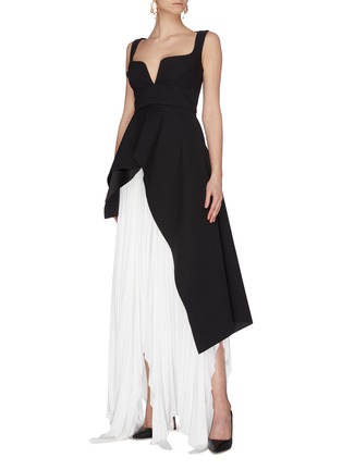 Figure View - Click To Enlarge - SOLACE LONDON - 'Leila' paneled asymmetric pleated maxi skirt