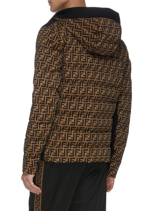 Back View - Click To Enlarge - FENDI SPORT - Contrast logo print sleeves hooded padded down jacket