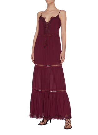 Figure View - Click To Enlarge - SIMKHAI - Lace detail fringed maxi dress