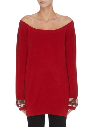 Main View - Click To Enlarge - ALEXANDER WANG - x Lane Crawford 'Crystal Cuff' off-shoulder knit top