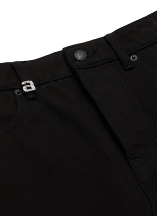 Detail View - Click To Enlarge - ALEXANDER WANG - x Lane Crawford 'Logo Bite' frayed denim skirt