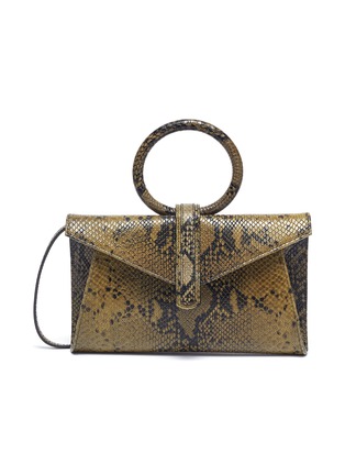Main View - Click To Enlarge - COMPLÉT - 'Valery' ring handle mini python-embossed leather envelope belt bag