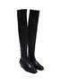 Detail View - Click To Enlarge - ANN DEMEULEMEESTER - Square toe platform leather thigh high boots