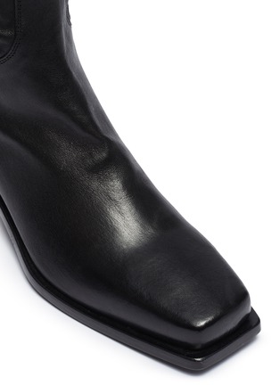 Detail View - Click To Enlarge - ANN DEMEULEMEESTER - Square toe platform leather thigh high boots