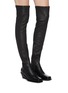 Figure View - Click To Enlarge - ANN DEMEULEMEESTER - Square toe platform leather thigh high boots
