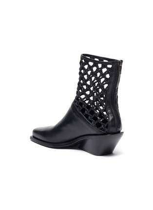  - ANN DEMEULEMEESTER - Open weave ankle leather boots