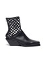 Main View - Click To Enlarge - ANN DEMEULEMEESTER - Open weave ankle leather boots