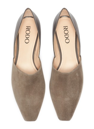 Detail View - Click To Enlarge - RODO - Cutout suede panel leather loafers