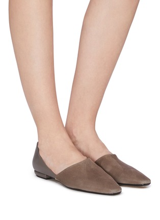 Figure View - Click To Enlarge - RODO - Cutout suede panel leather loafers