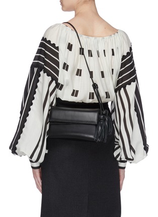 Figure View - Click To Enlarge - RODO - Tassel crossbody leather flap clutch