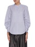 Main View - Click To Enlarge - 3.1 PHILLIP LIM - Ruched sleeves mandarin collar contrast back pinstripe shirt