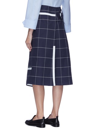 Back View - Click To Enlarge - 3.1 PHILLIP LIM - Contrast panel grid print asymmetric wrap skirt