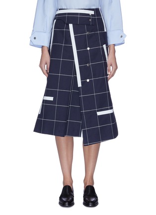 Main View - Click To Enlarge - 3.1 PHILLIP LIM - Contrast panel grid print asymmetric wrap skirt