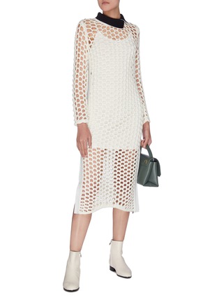 Figure View - Click To Enlarge - 3.1 PHILLIP LIM - Contrast collar chunky mesh knit dress