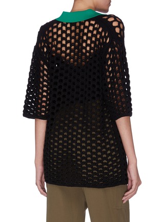 Back View - Click To Enlarge - 3.1 PHILLIP LIM - Contrast collar chunky mesh knit polo top
