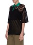 Front View - Click To Enlarge - 3.1 PHILLIP LIM - Contrast collar chunky mesh knit polo top