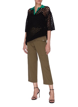 Figure View - Click To Enlarge - 3.1 PHILLIP LIM - Contrast collar chunky mesh knit polo top