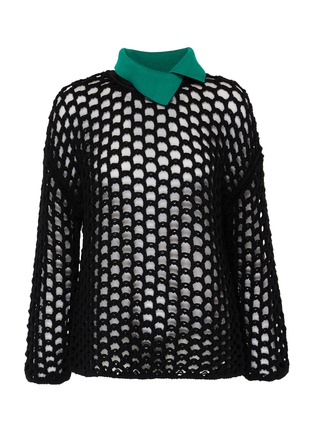 Main View - Click To Enlarge - 3.1 PHILLIP LIM - Contrast collar chunky mesh knit top