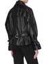 Back View - Click To Enlarge - 3.1 PHILLIP LIM - Detachable collar ruched sleeve leather jacket