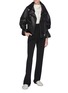 Figure View - Click To Enlarge - 3.1 PHILLIP LIM - Detachable collar ruched sleeve leather jacket