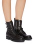 Figure View - Click To Enlarge - FABIO RUSCONI - 'Goldy' lace up leather biker boots