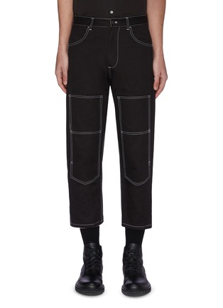 Main View - Click To Enlarge - THE WORLD IS YOUR OYSTER - Contrast topstitch crop tailored pants