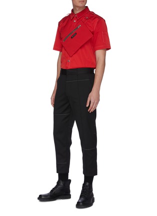 Figure View - Click To Enlarge - THE WORLD IS YOUR OYSTER - Layer sleeve detachable bag placket shirt