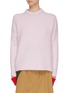 Main View - Click To Enlarge - SHORT SENTENCE - Colourblock cuff alpaca wool blend sweater