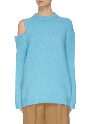 Main View - Click To Enlarge - SHORT SENTENCE - Cut out shoulder sweater