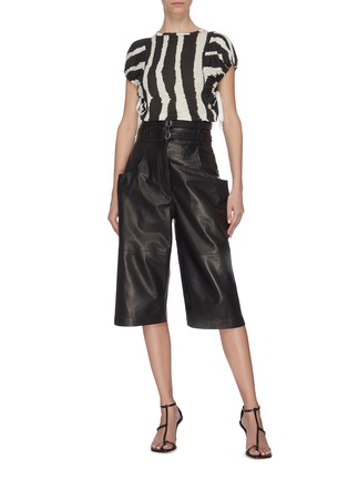 Figure View - Click To Enlarge - PROENZA SCHOULER - Zebra stripe print puff sleeve T-shirt