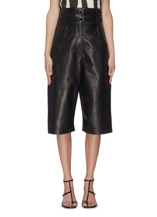 Main View - Click To Enlarge - PROENZA SCHOULER - Belted wide leg lambskin leather shorts