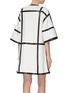 Back View - Click To Enlarge - PROENZA SCHOULER - Windowpane check leather trim dress