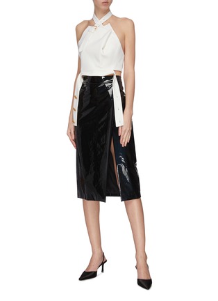 Figure View - Click To Enlarge - PROENZA SCHOULER - Halter strap origami fold sleeveless top