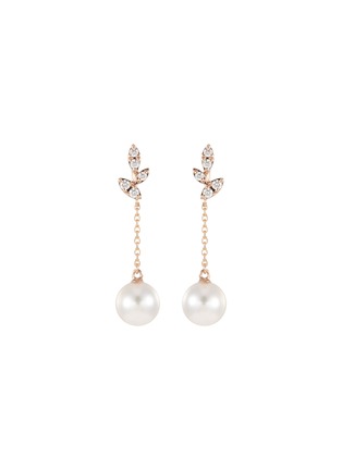 Main View - Click To Enlarge - TASAKI - 'Kugel' diamond Akoya pearl 18k rose gold single drop earring