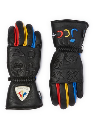 Main View - Click To Enlarge - ROSSIGNOL - x JCC colourblock logo embroidered leather gloves