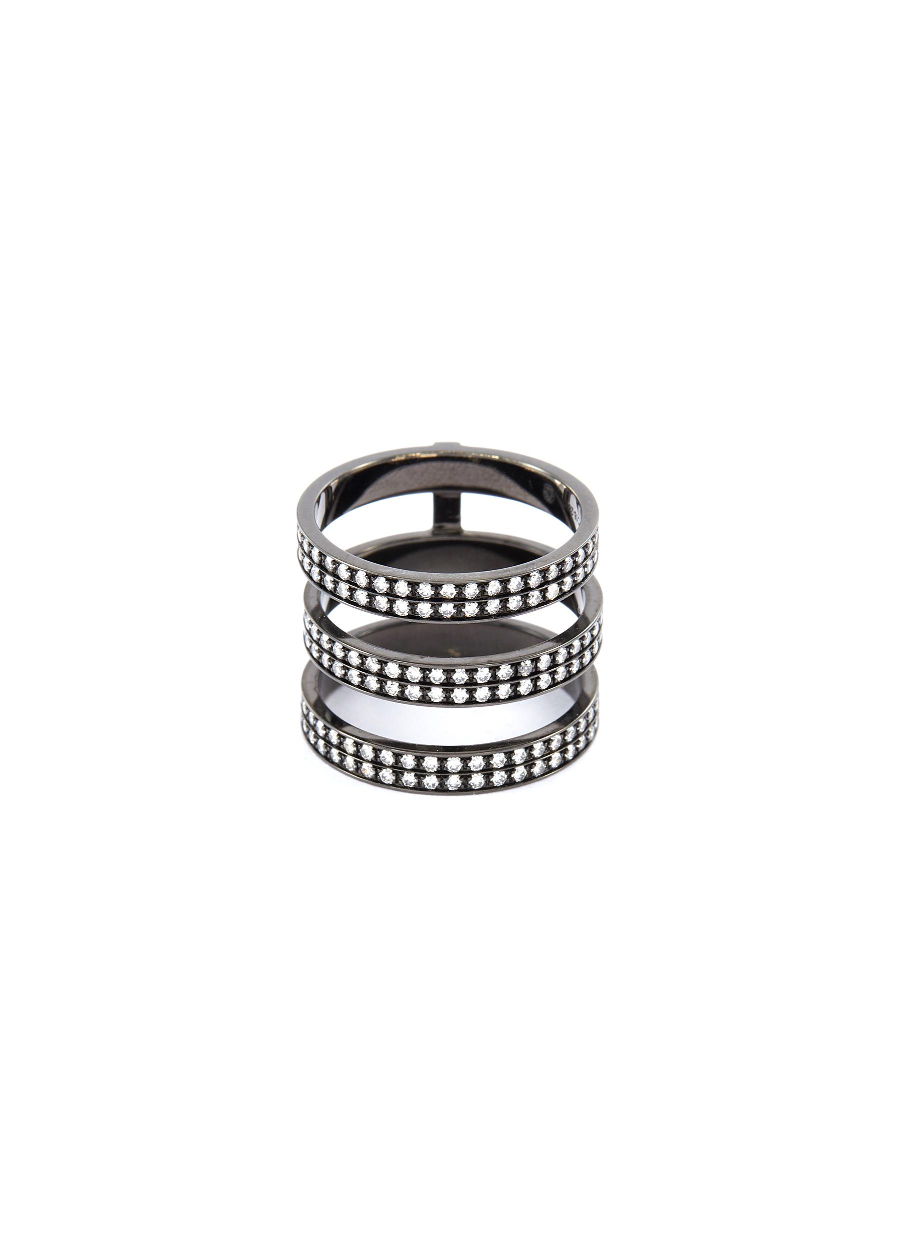 Click to view more detailed imagery on our partner's website Repossi 'berbère' Diamond 18k Black Gold Three Row Phalanx Ring