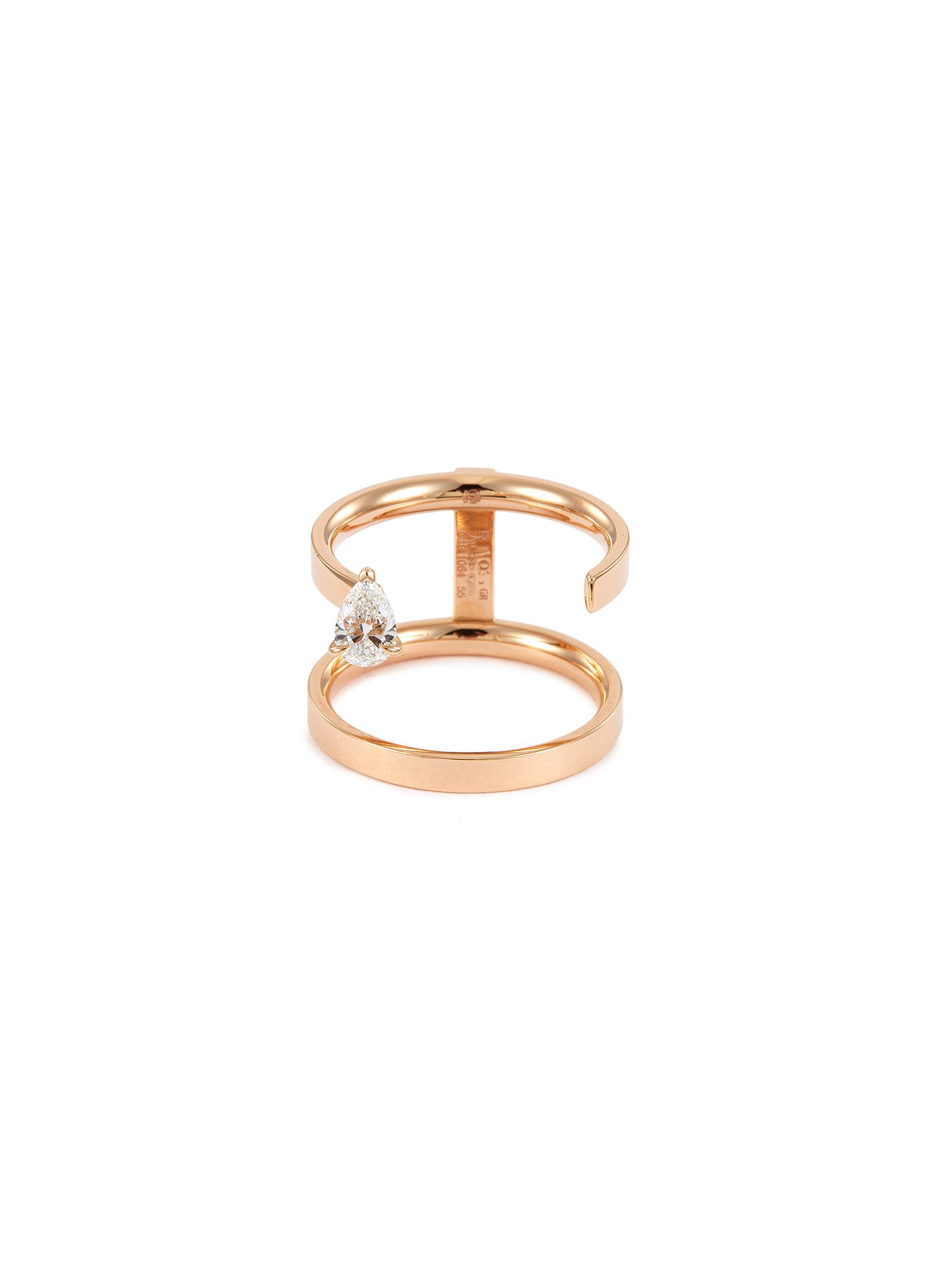 Click to view more detailed imagery on our partner's website Repossi 'serti Sur Vide' Diamond 18k Rose Gold Two Row Ring In Metallic
