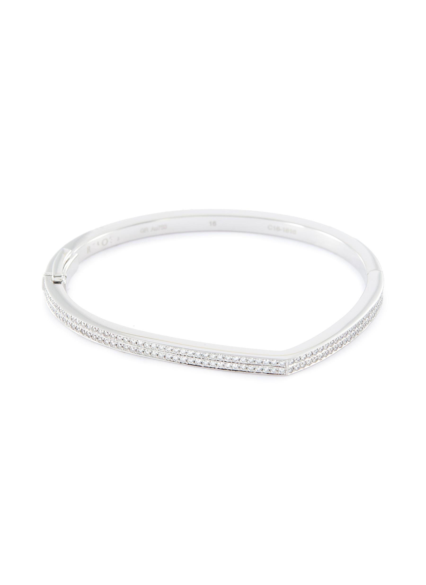 Click to view more detailed imagery on our partner's website Repossi 'antifer' Diamond 18k White Gold Bangle In Metallic