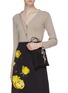 Front View - Click To Enlarge - PRADA - Thunderbolt embellished XS nylon tote