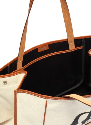 Detail View - Click To Enlarge - CONNOLLY - Leather trim canvas beach tote