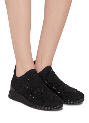 Figure View - Click To Enlarge - SALVATORE FERRAGAMO - 'Fanny' crystal embellished sock sneakers