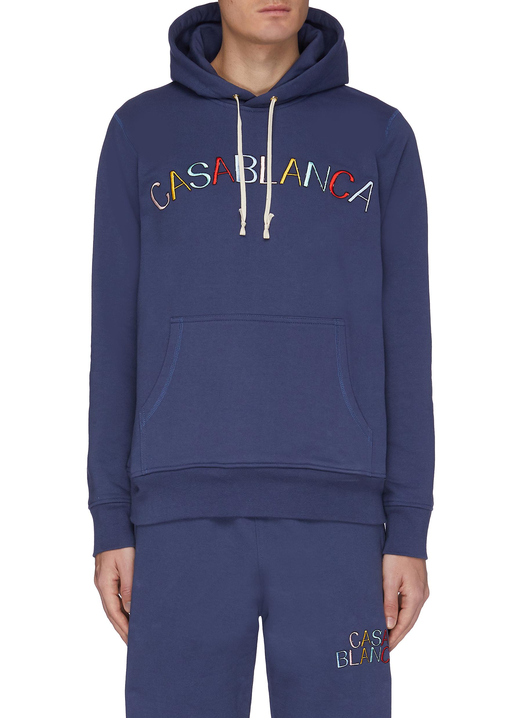 Casablanca Embroidered Logo Hoodie In Blue | ModeSens