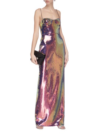 Figure View - Click To Enlarge - ALEX PERRY - Iridescent sequin corset gown